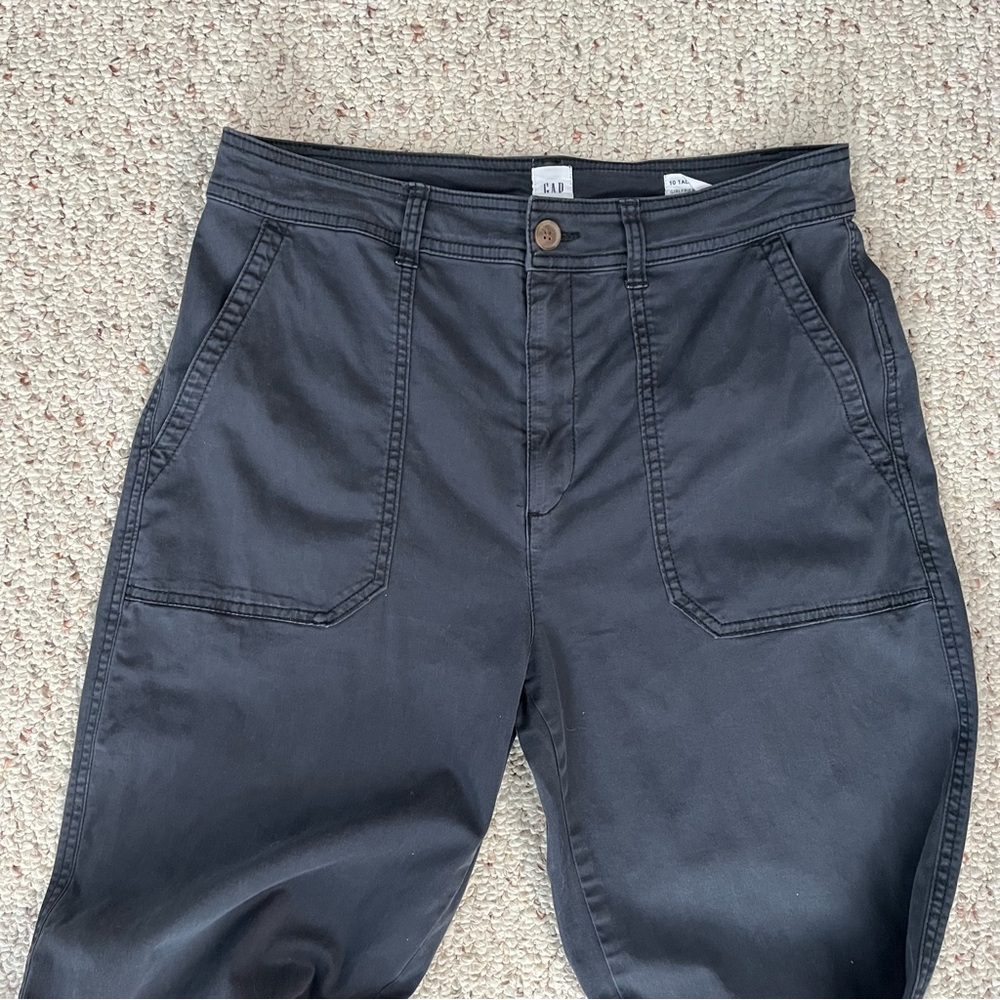 GAP Girlfriend Khaki women’s straight leg flat front chino pants SZ 10 Tall Blue - Picture 2 of 5